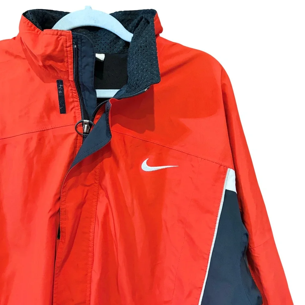 Vintage 90s Nike Storm-Fit Windbreaker Jacket Red Black White Colorblock Mens XL